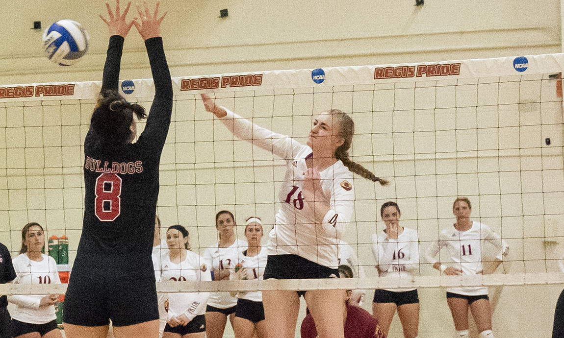 Regis Women’s Volleyball Loses at Wentworth